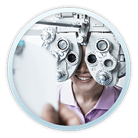 Woman receiving an eye exam