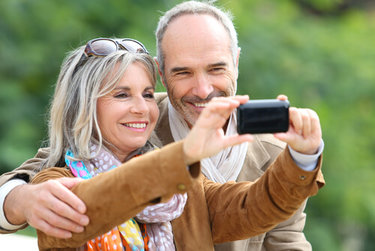 Elderly couple with Cataracts taking a selfie