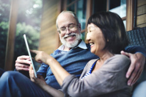 Elderly couple researching eye care