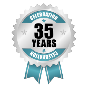 Celebrate 35 years badge