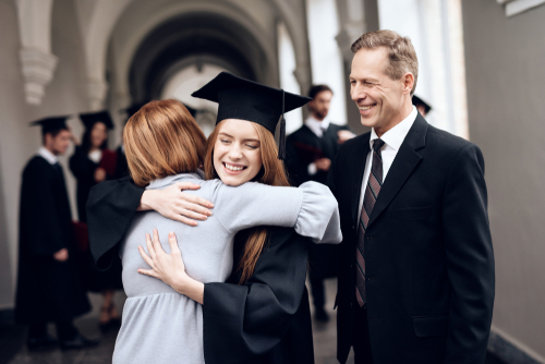 LASIK San Francisco Recent College Grad Hugging Parents after LASIK