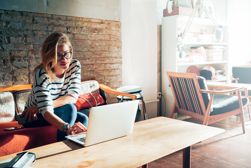 Young woman researching LASIK information