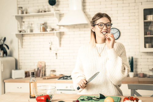 Young woman eating healthy after LASIK