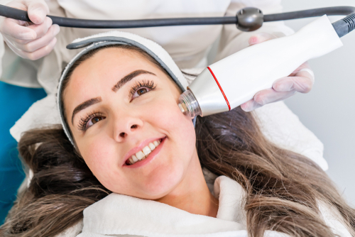 woman during microneedling session